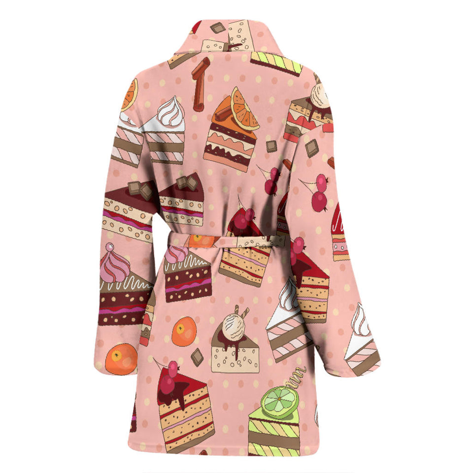 Cake Pattern Pokka dot Background Women Bathrobe