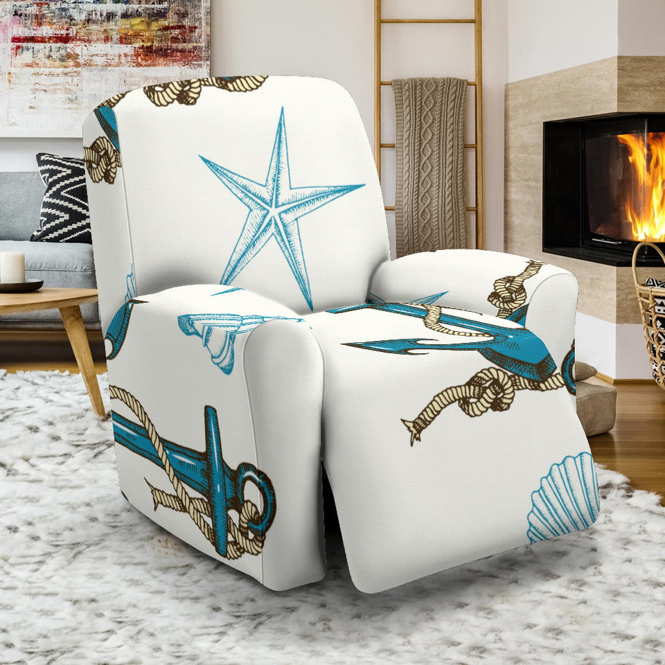 Anchor Shell Starfish Pattern Recliner Chair Slipcover