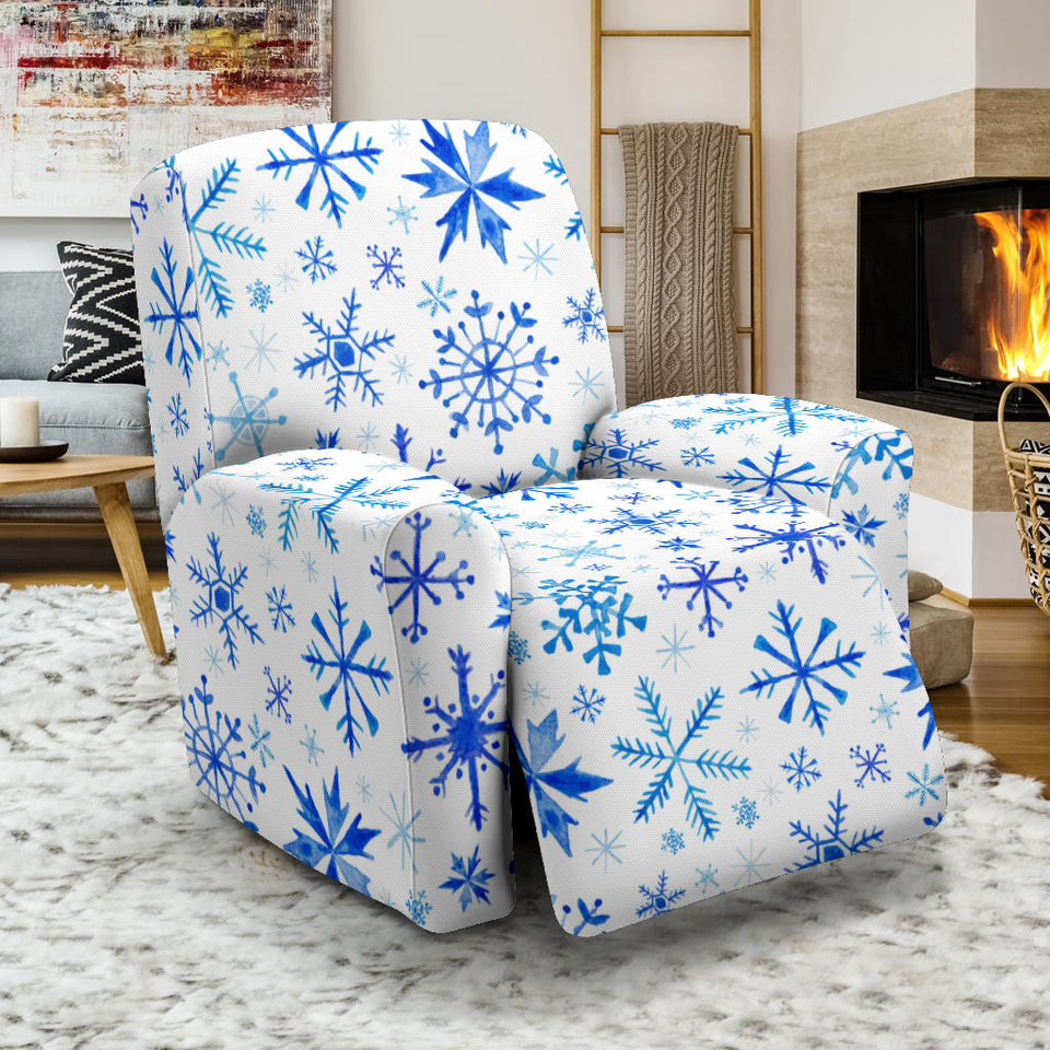 Blue Snowflake Pattern Recliner Chair Slipcover