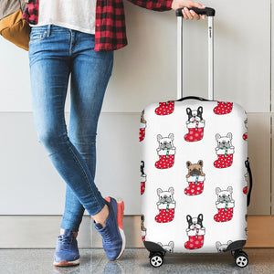 French Bulldog in Sock Pattern Luggage Covers