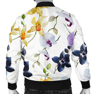 Orchid Pattern Background Men Bomber Jacket