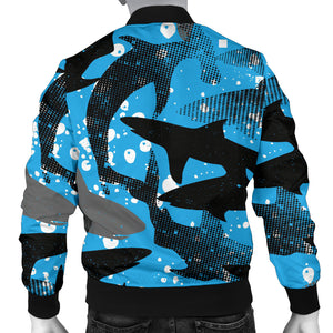 Shark Pattern Background Men Bomber Jacket