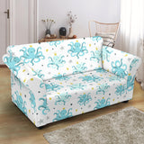 Octopus Blue Pattern Loveseat Couch Slipcover