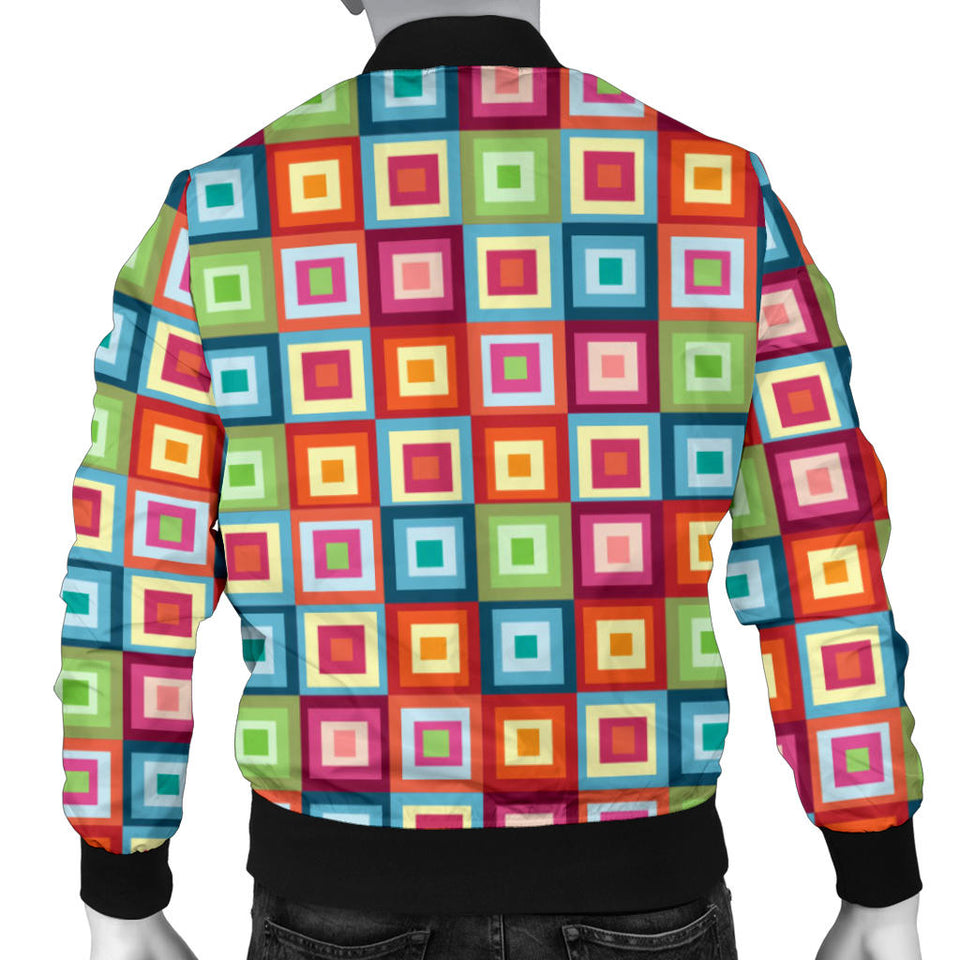 Rainbow Rectancular Pattern Men Bomber Jacket