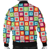 Rainbow Rectancular Pattern Men Bomber Jacket