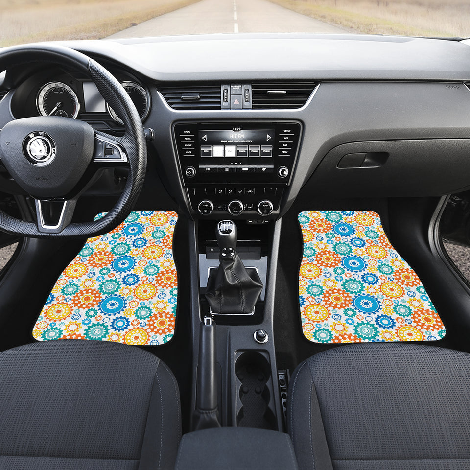 Gear Pattern Print Design 04 Front and Back Car Mats