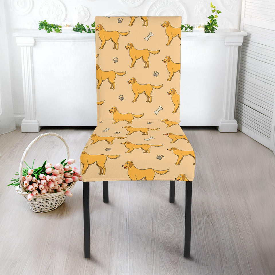 Golden Retriever Pattern Print Design 04 Dining Chair Slipcover
