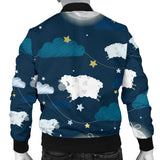 Sheep Playing Could Moon Pattern  Men Bomber Jacket