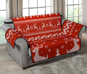 Deer Sweater Printed Red Pattern Loveseat Couch Cover Protector