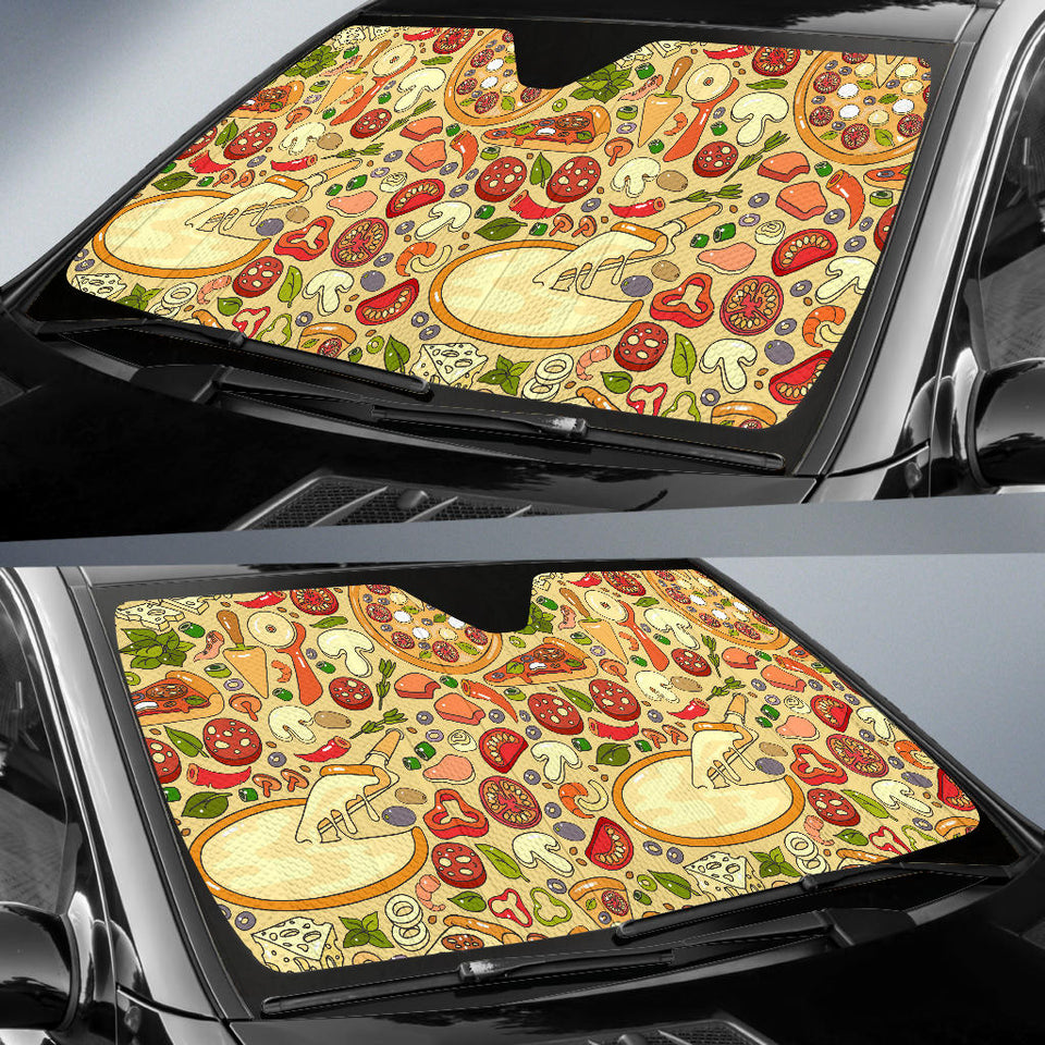 Pizza Pattern Background Car Sun Shade