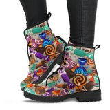 Halloween Candy Pattern Leather Boots