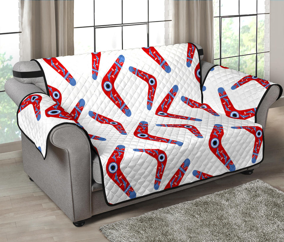 Boomerang Aboriginal Pattern White Background Loveseat Couch Cover Protector