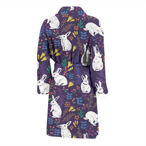 Rabbit Leaves Pattern Men Bathrobe