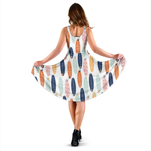 Surfboard Pattern Print Design 04 Sleeveless Midi Dress