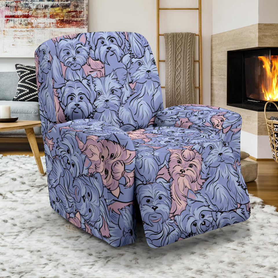 Yorkshire Terrier Pattern Print Design 02 Recliner Chair Slipcover