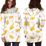 Saxophone Pattern Theme Women Hoodie Dress