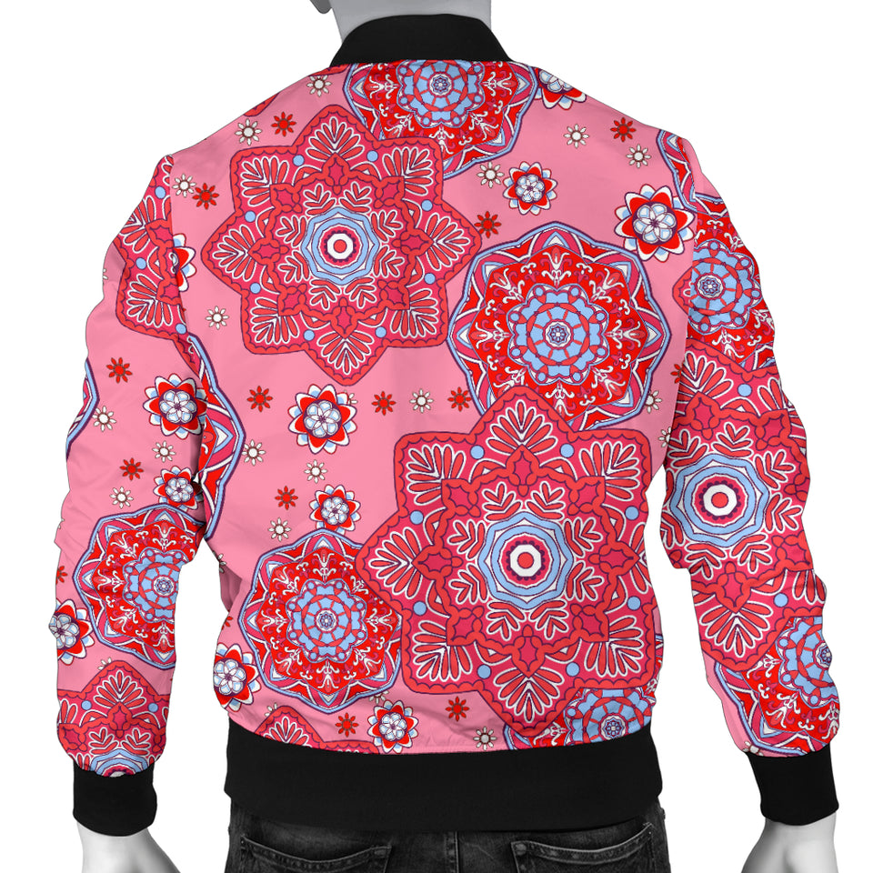 Indian Pink Pattern Men Bomber Jacket