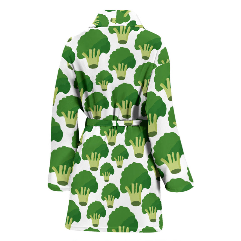 Broccoli Pattern Background Women Bathrobe