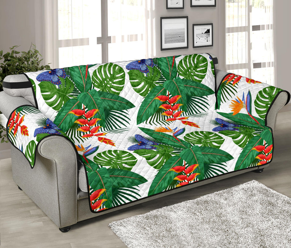 Heliconia Butterfly Leaves Pattern Sofa Cover Protector