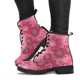 Indian Pink Pattern Leather Boots