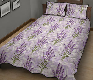 Lavender Pattern Theme Quilt Bed Set