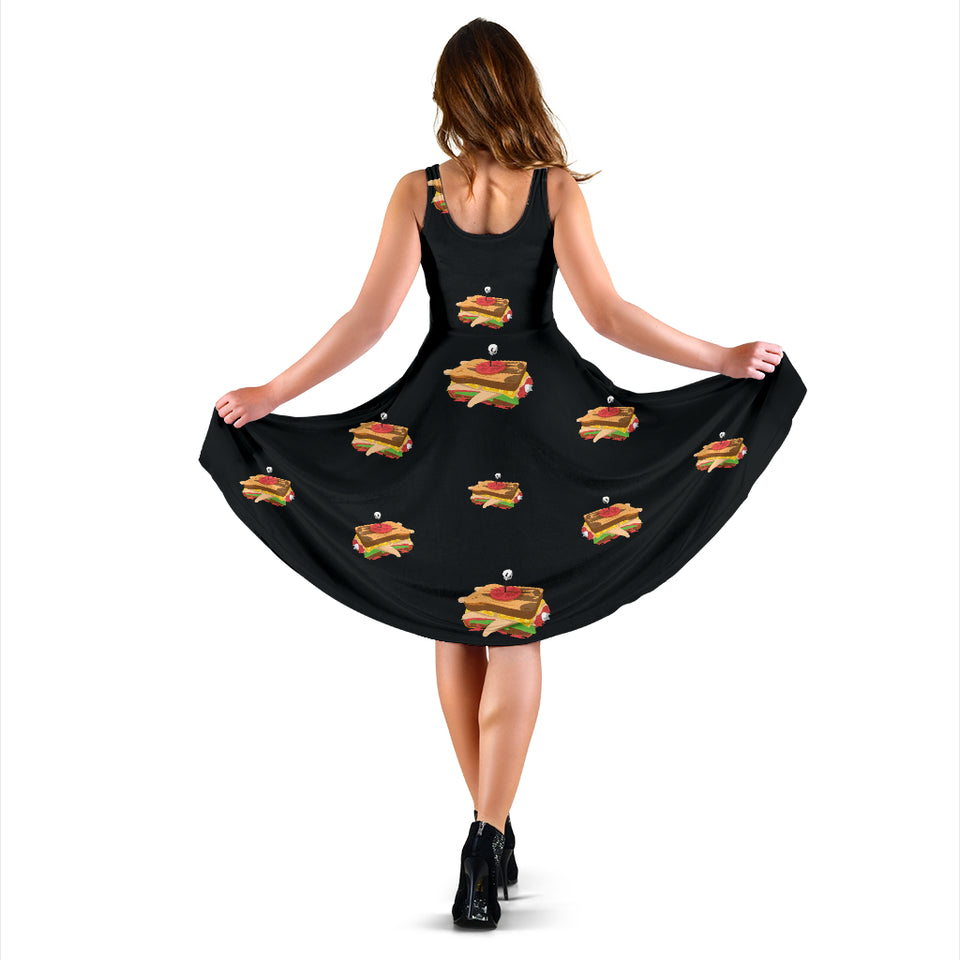 Sandwich Pattern Print Design 03 Sleeveless Midi Dress