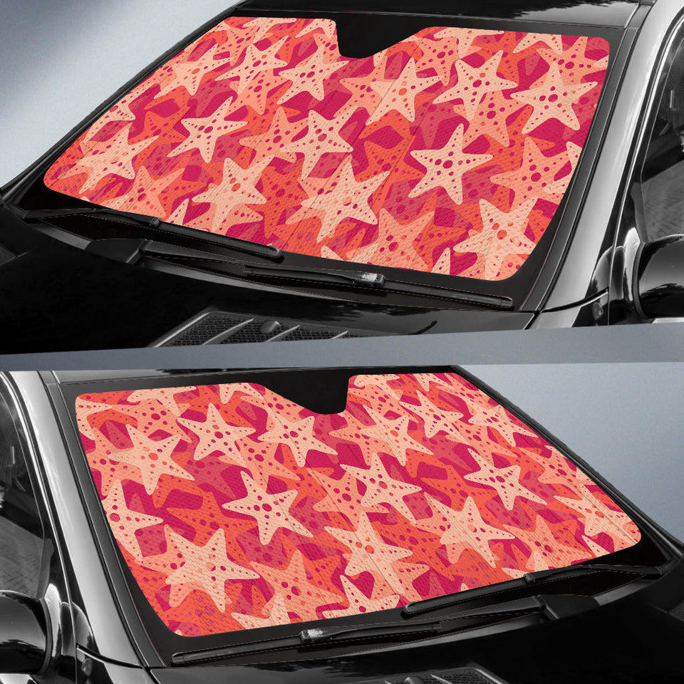 Starfish Red Theme Pattern Car Sun Shade