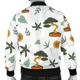 Bonsai Leaves Flower Pattern Men Bomber Jacket