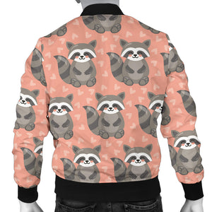 Raccoon Heart Pattern Men Bomber Jacket