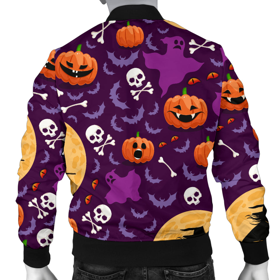 Halloween Pumpkin Witch Pattern Men Bomber Jacket