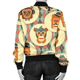 Monkey Pattern Women Bomber Jacket