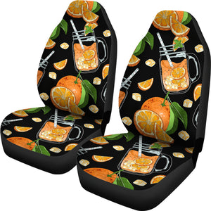 Orange Ice Orance Juice Pattern Universal Fit Car Seat Covers