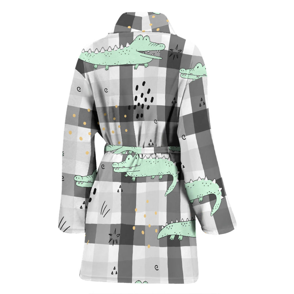 Crocodile Pattern Stripe background Women Bathrobe