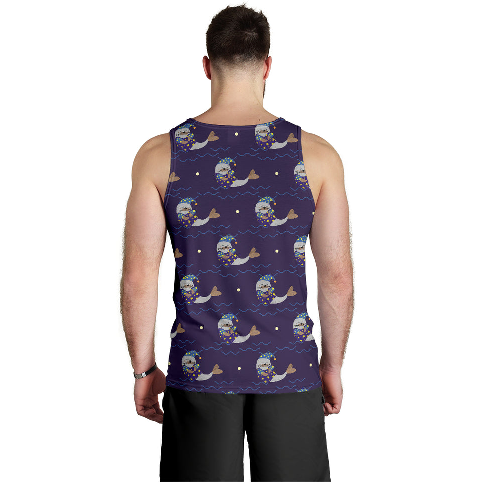 Sleeping Sea Lion Pattern Men Tank Top