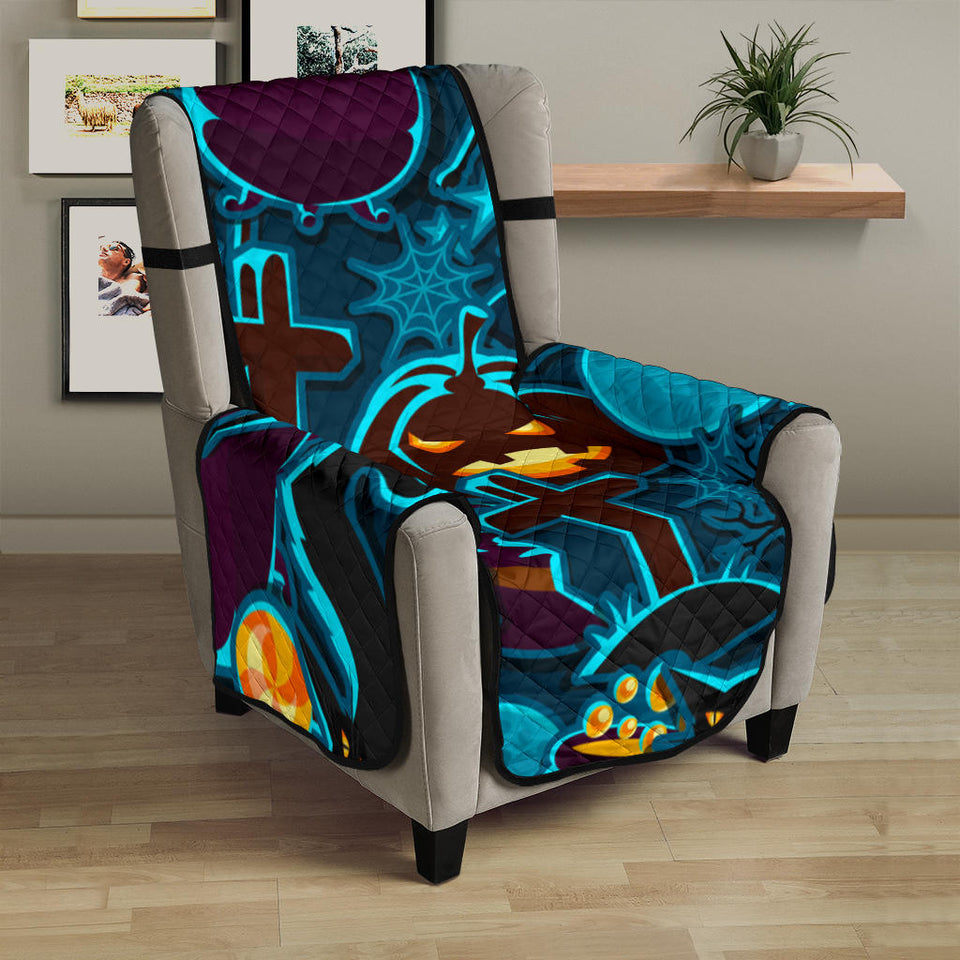 Halloween Pumpkin Cat Pattern Chair Cover Protector