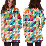 Rainbow Geometric Pattern Women Hoodie Dress