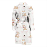 Cute Shiba Inu Heart Pattern Men Bathrobe