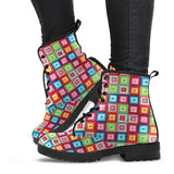 Rainbow Rectancular Pattern Leather Boots