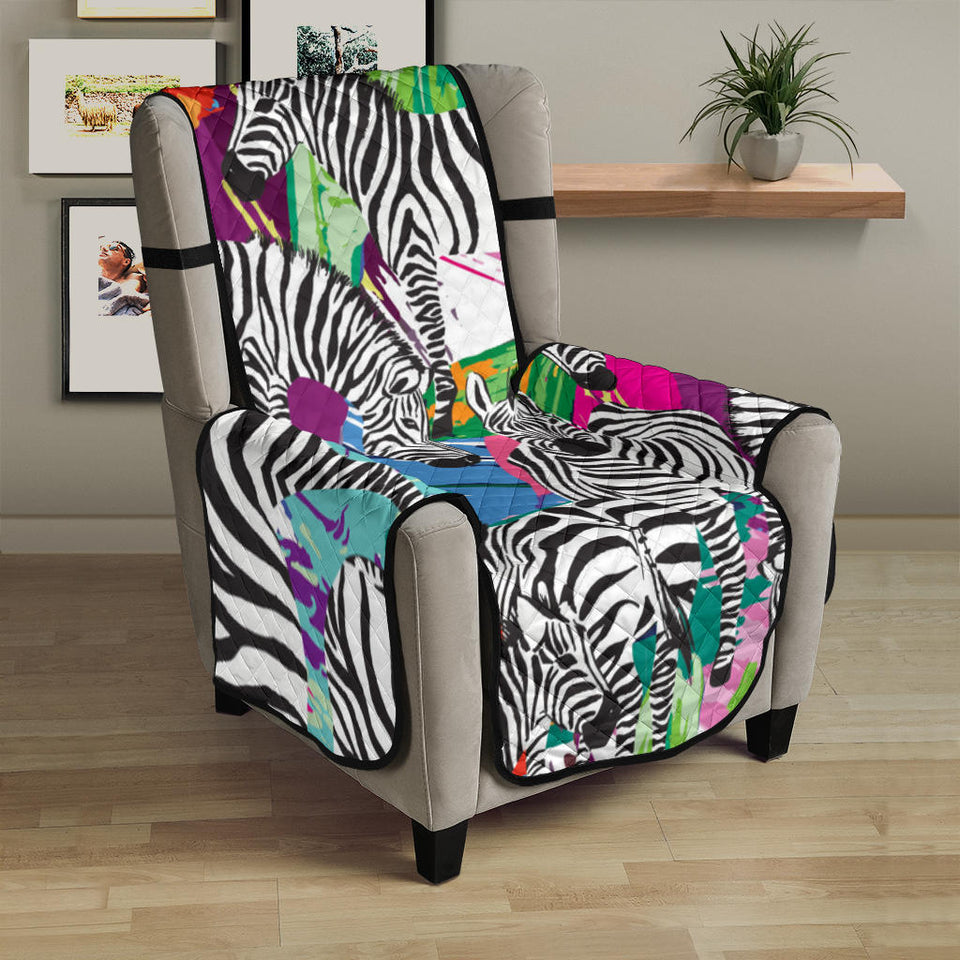 Zebra Colorful Pattern Chair Cover Protector