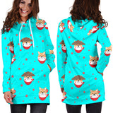 Shiba Inu Japanese Hat Pattern Women Hoodie Dress