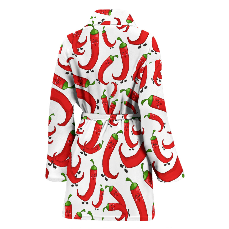 Red Chili Pattern Women Bathrobe