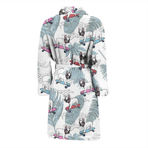 French Bulldog Skating Pattern Men Bathrobe