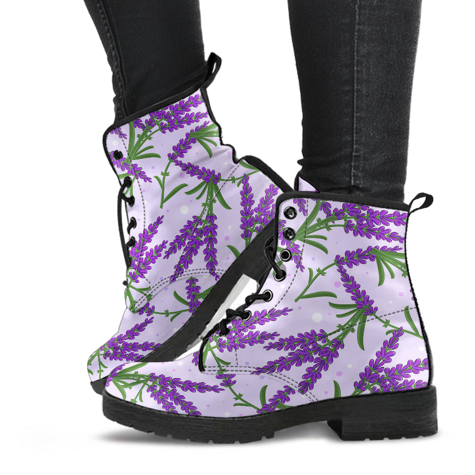 Lavender Pattern Leather Boots