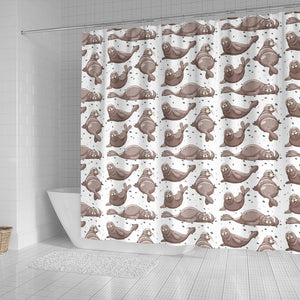 Sea Lion Pattern Background Shower Curtain Fulfilled In US