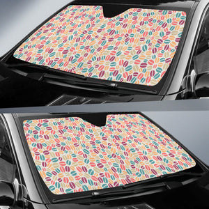 Colorful Coffee Bean Pattern Car Sun Shade