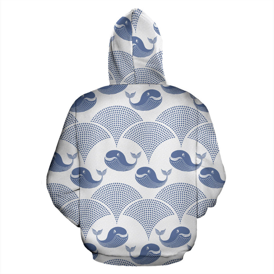 Whale Pattern Men Women Pullover Hoodie