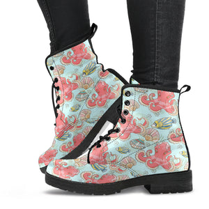 Octopus Fish Shell Pattern Leather Boots