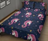 Unicorn Head Pattern Quilt Bed Set