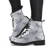 Swan Gray Pattern Leather Boots