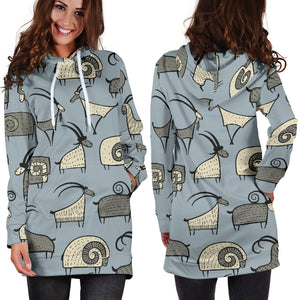 Goat Ram Pattern Women Hoodie Dress